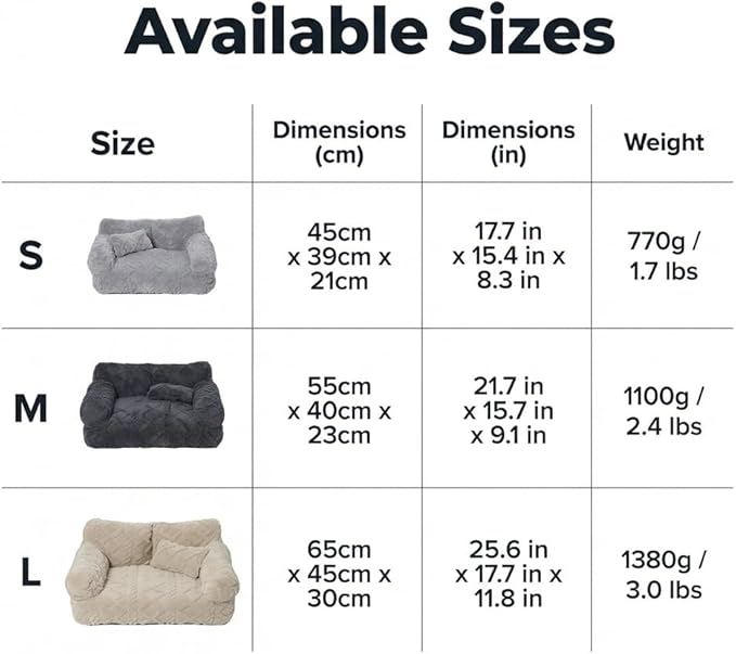 Plush Calming Pet Sofa Bed, Raised Rim, Removable Cover & Non-Slip Bottom for Cats & Dogs, Calming Dog Bed Fluffy Plush Dog Mat for Furniture Protector with Removable Washable Cover (Black, Large)