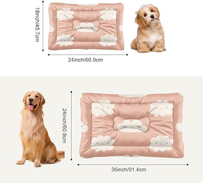 Cute Pink Clouds Dog House Bed Dog Crate Mattress Cage Pads Bed for Small Crate Washable Non-Slip Bedding Medium Size Beds Pet Mats Cage for Small Pets Indoor Outdoor 36X24 Inch