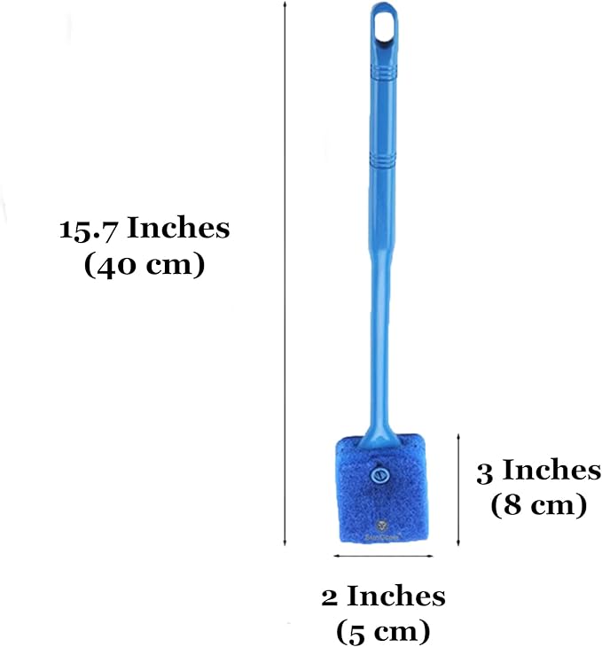 SunGrow Aquarium, Crested Gecko, Hermit Crab Sponge Scraper, 16” x 2”, Double-Sided Blue Sponge, Freshwater & Saltwater Fish Tank Maintenance, for Glass Surfaces Only