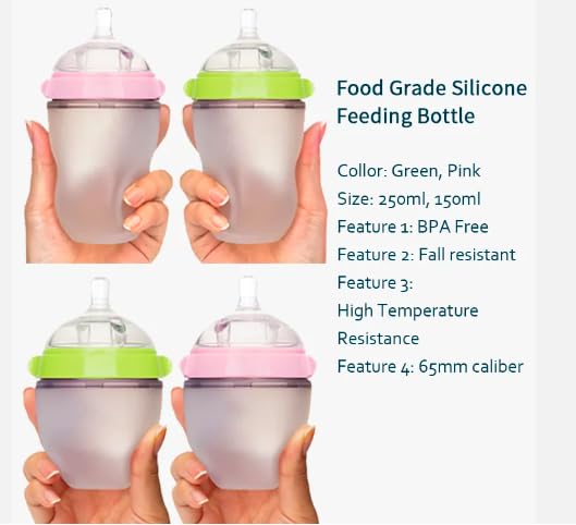Baby Bottles (2 Pack) 8oz Nurture Nest Anti Colic Bottles with Easy to Hold Handles and Soothing Green Trim
