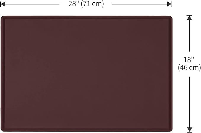 Dog Food Mat,Silicone Waterproof Food Tray,Non Slip Pet Bowl Mats Placemat,0.8" Raised Edge,Suitable for Most Small and Medium Sized Pets,28" x 18"