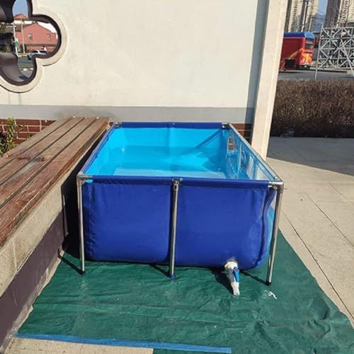 Flexible PVC Fish Breeding Water Tank with Steel Frame, Clear Viewing Window, Easy Assembly, 50x40x30cm - Ideal for Fish & Aquatic Pets in Backyard Pools or Ponds
