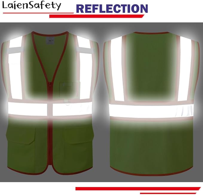 Reflective Safety Vest for Men Women with Multiple Pockets Class 2 High Visibility Mesh Vest Hi Vis Construction Work Vest,Meets ANSI/ISEA Standards(EK1-178-Yellow-2XL)