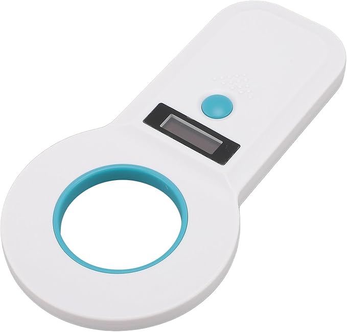 Diyeeni Portable Pet Chip Scanner, Animal Handheld Reader, 128 Sets of Data Storage, 15 Digits Animal Chip Registration RFID Microchips Scanner, USB Connects to PC (White)
