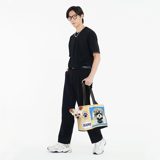 Custom Dog Carrier Purses Personalized Crossbody Puppy Carrying Bag Add Your Pet Photo Name Text Soft-Sided Sling Cat Pouch for Outdoor Hiking Traveling Subway Shopping (Style5)