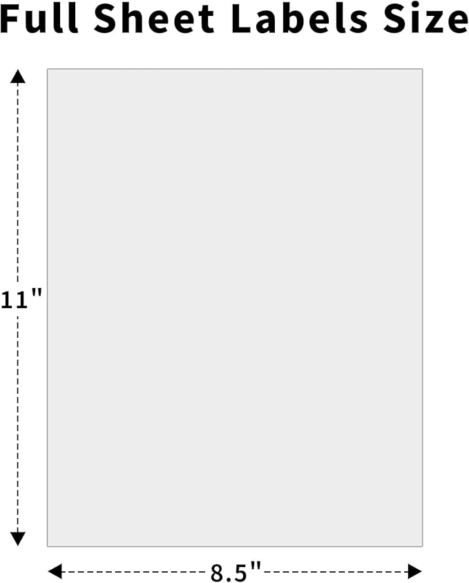 8.5" x 11" Full Sheet Label Sticker Paper for Laser & Inkjet Printers,Self Adhesive Full Page Shipping Labels,Printable White Matte Mailing Label Stickers(5000 Sheets,5000 Labels)