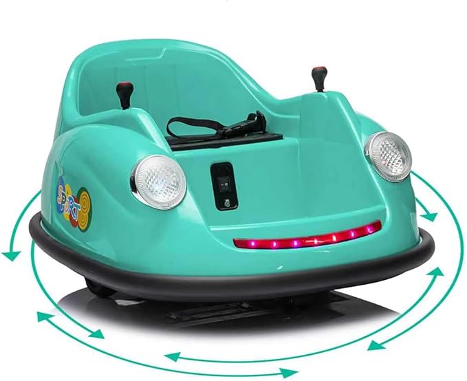 12V Bumper Car for Toddlers, Electric Toy Ride on Battery Car with Kids W/Parent Remote Control, 2-Speed, 360 Degree Spin, Music & LED Lights for Kids, Green