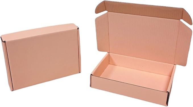 50 Pcs 10.6 x 6.5 x 2 inches Shipping Boxes for Small Business Cardboard Corrugated Mailer Boxes for Shipping Packaging Holidays Craft Gifts Giving Products (Powder Pink, 10.6 x 6.5 x 2")