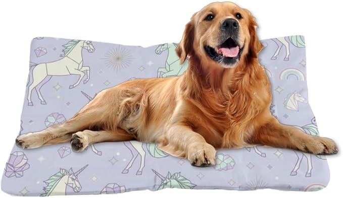 Dreamy Horse Pale Purple Removable Dog Bed Dog Crate Mat Washable Pet Pad Washable Beds for Crates Non-Slip Medium Crate Bed Kennel Beds for Crates Pet Mats Pillow Indoor Outdoor 36X24 Inch