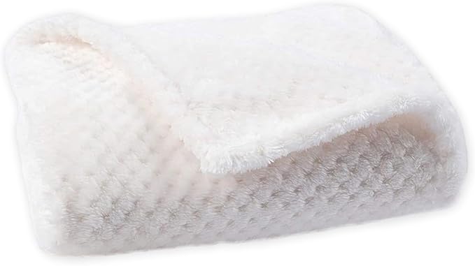 Pet Blanket Warm Soft Dog Blankets Washable Cat Throw Blankets Sofa Bed Couch Furniture Protector Cover for Small Medium Large Dogs Cats, White, 63" x 79"