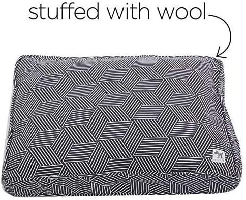 Molly Mutt Sheepy Wool Crate Mat - 100% Cotton Canvas Cover with Temperature-Regulating 100% Natural Wool-Filled Insert Dog Bed - Soft & Supportive Wool-Filled Bed - (48"x30"x2.5", Rough Gem)