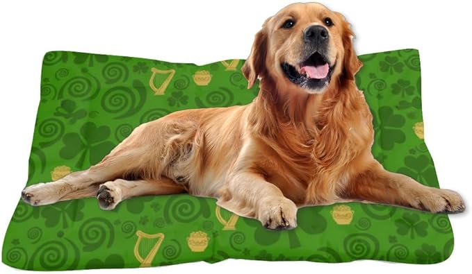 Ultra Soft Dog Pads with Anti-Slip Bottom, St Patricks Day Leaves Inside Dog House Pad Outdoor Cat Bed Breathable Matt for Indoor& Outdoor Sofa Cars, Machine Washable 24 X 36 Inch