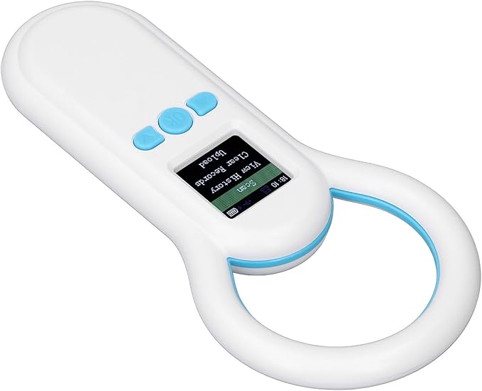 Pet Microchip Scanner and Animal Ear Tag ID Reader with 1.44 Inch TFT Display, 134.2 Khz Working Frequency, Compatible with ISO 11784, ISO 11785, FDX B, and ID64 Standards, 500