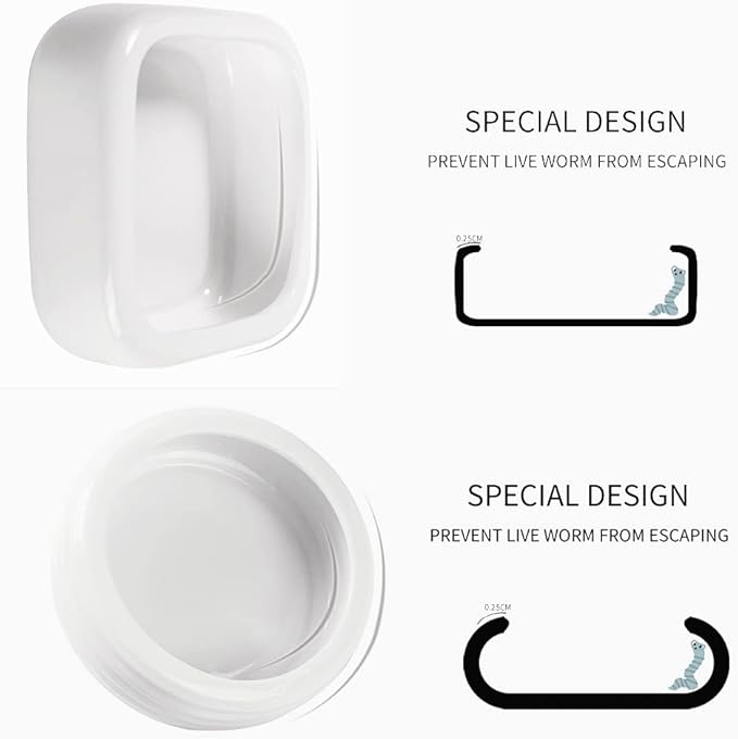 Reptile Food Bowls Ceramic Square Reptile Water Food Dish, Pet Food Bowl for Lizards, Young Bearded Dragons, Small Snakes, Gecko Tortoise Spider (White, Large-2Pack)