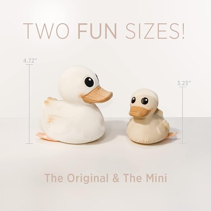HEVEA Kawan Mini Rubber Duck - 100% Natural Rubber Baby Bath Toy - Eco Friendly, Perfect for Playing, Teething, and Bathing - Mold Free Bath Toys - Sand