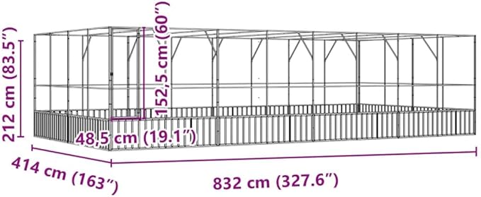 Steel Aviary with Extension, Large Flight King Bird Cage for Cockatiels African Grey Quaker Amazon Sun Parakeets Green Cheek Conures Pigeons Parrot Bird Cage, 327.6"x163"x83.5",-119