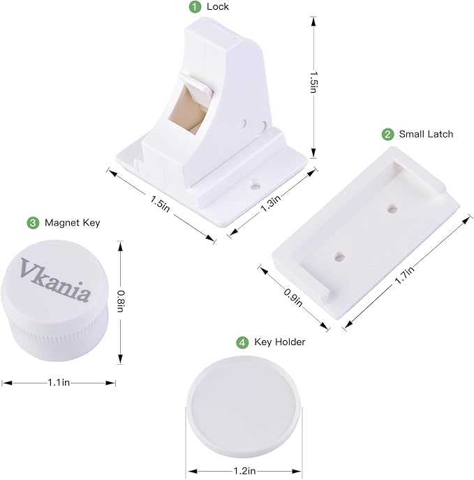 10 Pack Vkania Magnetic Cabinet Locks Baby Proofing - Baby Safety Latches for Drawers and Cabinets - Easy Installation No Drilling