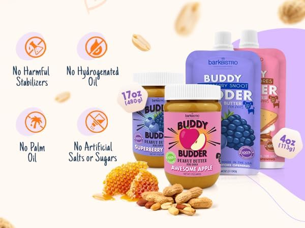 Pumpkin Pup + Ruff Ruff Raw + Barkin Banana Buddy BUDDER, 100% Natural Dog Peanut Butter, Healthy Dog Treats - Made in USA (Set of 3)
