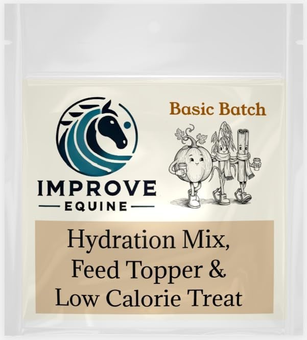 Low Calorie Hydration, Feed Topper & Treat | Safe, NO Electrolyte/Salt for Daily Intake | No Sugar Added | Hydration Support for Horses, Livestock & Dogs | 8 Servings | Basic Batch