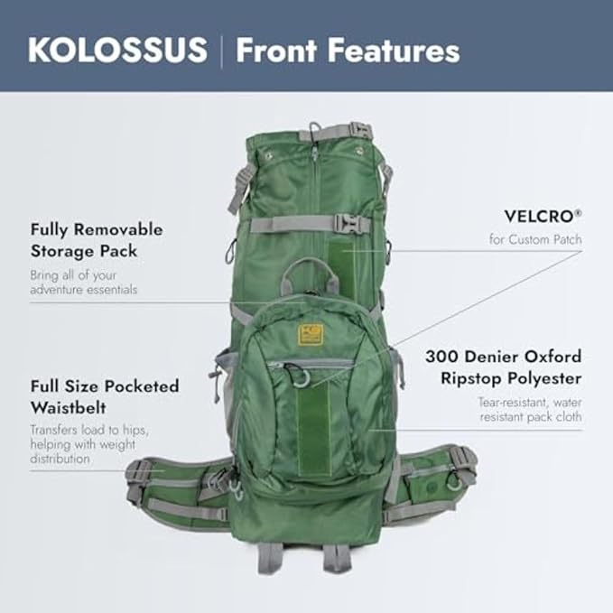 K9 Sport Sack Kolossus - X-Large, Myrtle Green - The Big Dog Backpack - Ideal for Dogs 23-25” Long - Fully Adjustable Pet Carrier - Doubles as a Professional-Grade 60L Hiking Pack