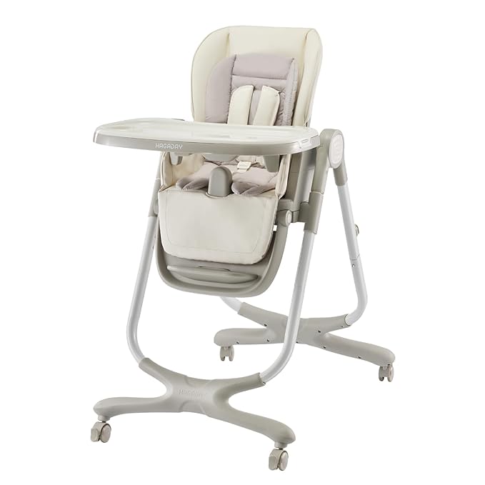 6 in 1 Convertible High Chairs for Babies and Toddlers,Portable High Chair with Dishwasher Tray and 4 Wheel,Booster Seat for Dining Table,Foldable Toddle and Baby Feeding Highchair (White)