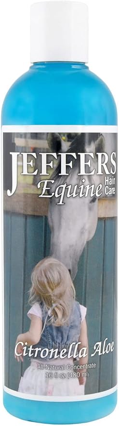 Jeffers Equine Citronella Aloe Horse Shampoo – pH Balanced, All Natural, Deodorizing Wash for Horses, Pony, Foals – Natural Citrus Scent – Gentle Grooming for Soft Coat, Tail & Mane – 16 oz