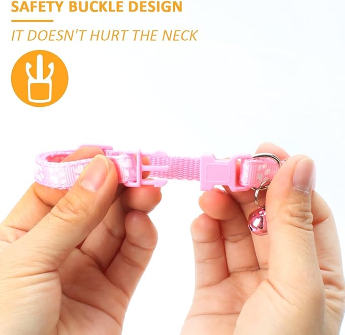 MJIYA Cat Collar with Bell, Breakaway Grid Collar with Plastic Buckle, Light Adjustable, Nylon, Kitty Collars