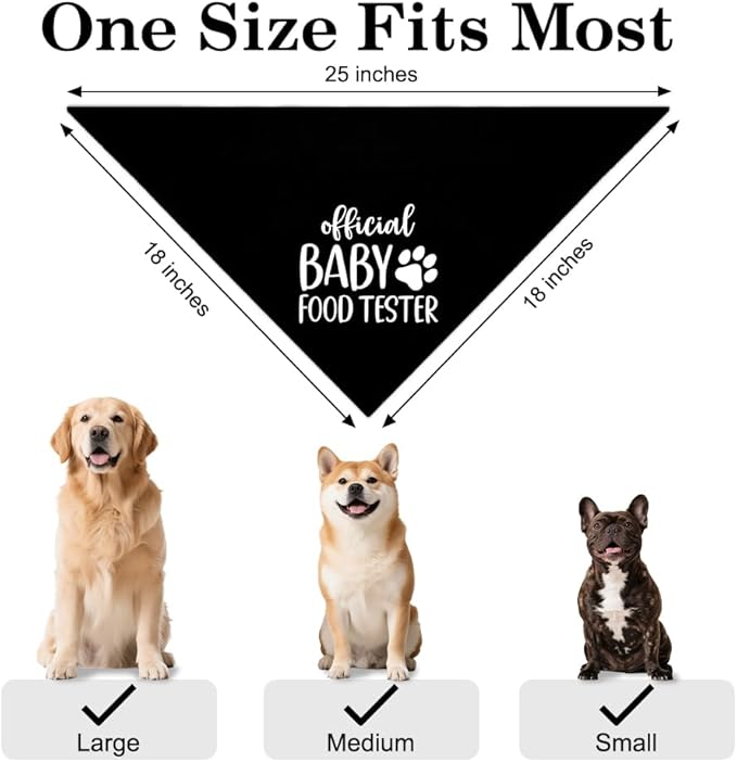 Official Baby Food Tester Funny Dog Bandana Pregnancy Announcement, Pregnancy Dog Bandana, Pet Scarf Accessories for Dogs Lovers Baby Gender Reveal Ideas, Dogs Pet Lovers Gifts