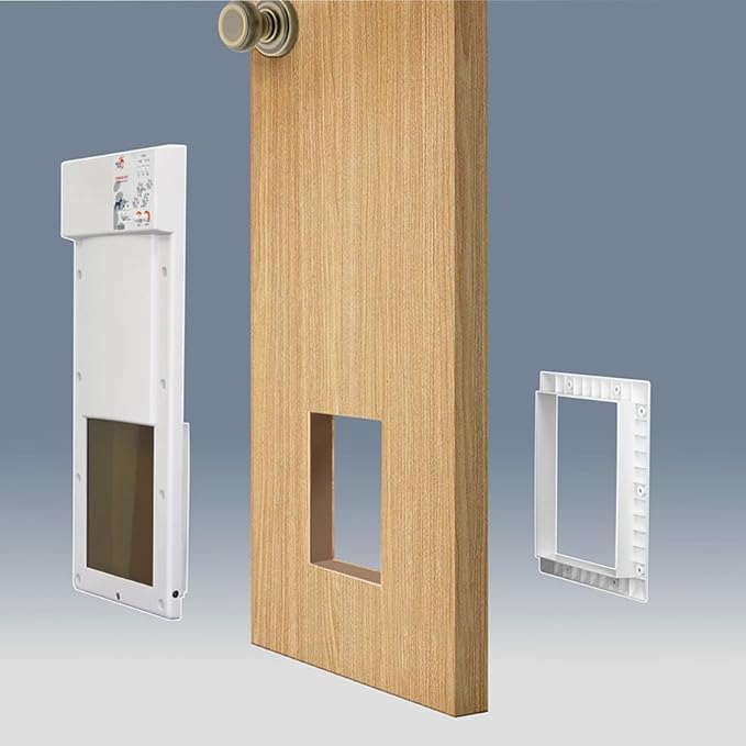 Genuine Power Pet Fully Automatic Pet Door from High Tech Pet Brand. Pet Collar Operated, 4 Way Access, Directional Sensing, Dead Bolt Lock, Air Tight, Quick, Quiet Operation, USA Customer Service