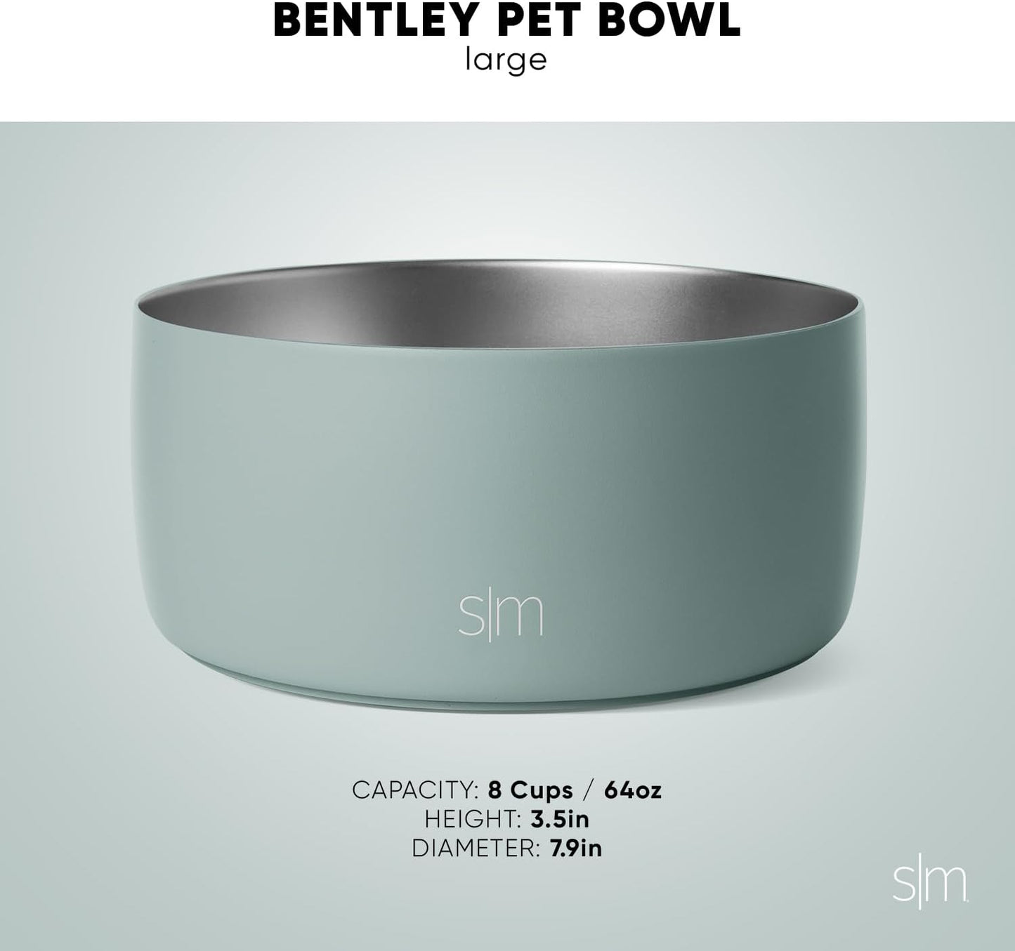 Simple Modern Stainless Steel Pet Water Bowl for Dogs & Cats | Reusable Insulated Stainless Steel Food Bowls for Dog Cat | No Tip No Slip BPA Free | Bentley Collection | Large (64oz) | Blush