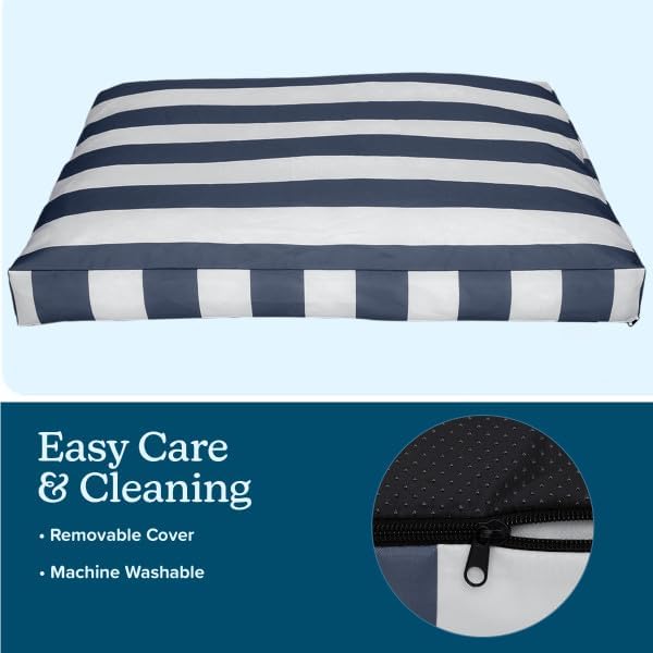 Dog Bed - Indoor/Outdoor Pet Bed with Removable Washable Cover and Non-Slip Bottom - 36in Medium Pet Mat for Dogs up to 70lbs - Water-Resistant Dog Mat by PETMAKER (Navy)