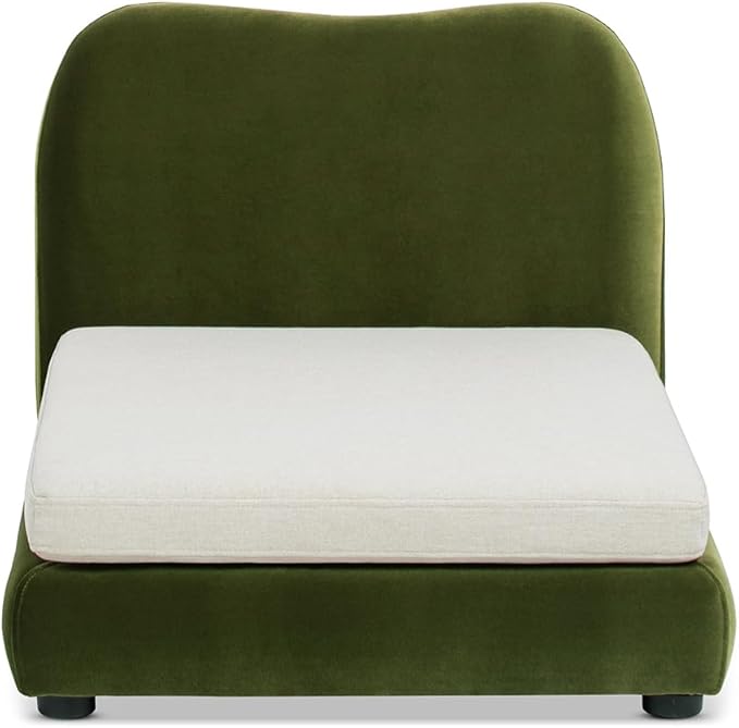 Jennifer Taylor Home Roman Upholstered Modern Pet Bed, Small to Medium Dog or Cat, Olive Green Performance Velvet