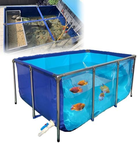 Durable PVC Fish Breeding Tank with Steel Frame - Clear View, Easy Assembly, Ideal for Aquatic Pets, Backyard Pool Pond, 50x40x30cm