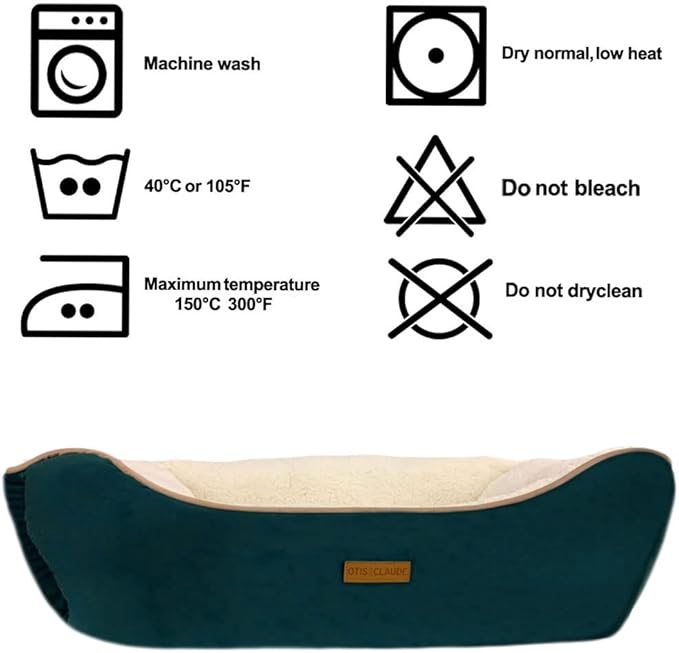 Otis & Claude Hi-Tech Cashmere Pet Bed – XL/Large Washable Dog Bed for Big Dogs, Sofa-Style Heavy-Duty Chew-Resistant Cushion for Large Breeds, Waterproof, Odor-Free Indoor Dog Bed (Green, 86" x 65")