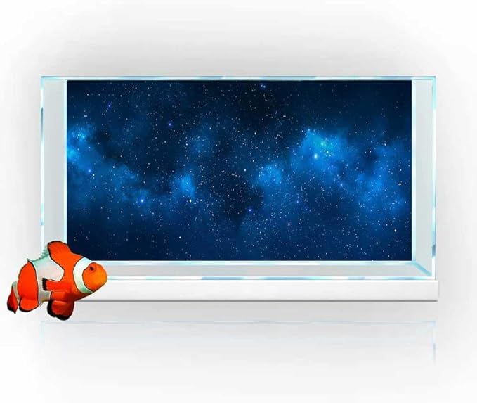 48X18IN Starry Aquarium Background, Art Starry Fish Tank Decorations Background, with 8 EVA Double-Sided Tape