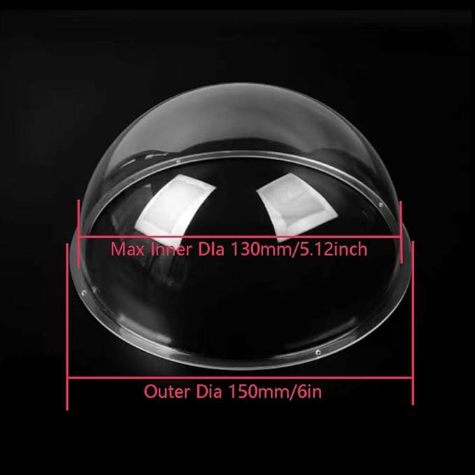 LOTOWELZON 5inch Acrylic Replacement Transparent Clear Camera Dome Cover Security Camera Housing Pet Dog Fence Window Skylight Window (ID130mm*H65mm/5.12 * 2.56in)