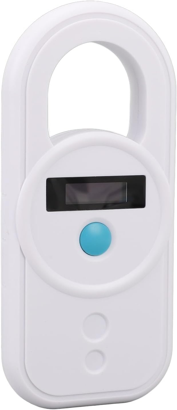 ANGGREK Pet Chip Scanner, Rechargeable Dual Frequency Store 128 Stores Information Easy to Use Portable Animal Tag Reader for Animal Hospitals (White)