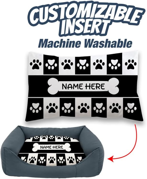 Ships Next Day, Made in USA - Customizable Dog Bed - Personalized Pet Cushion with Design Choice & Add Pet's Name - 3 Sizes - Unique Gift for Puppy or Dog Lovers (23.5x20 Inches)