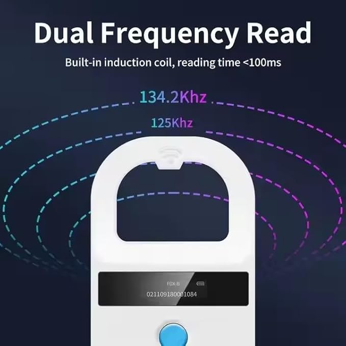 Pet Microchip Scanner ISO11784/85/FDX-B/EMID Animal Handheld Reader,134.2kHz Pet ID Scanner Rechargeable Animal Chip Registration, for Dog/Cat/Pig/Animal (White)