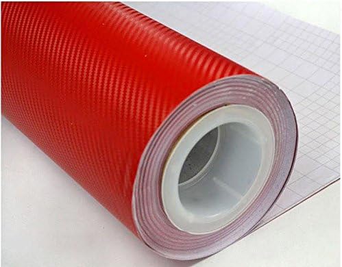 F & B LED LIGHTS Red 3D Carbon Fiber Film Twill Weave Vinyl Sheet Roll Wrap (48" X 60", Red)