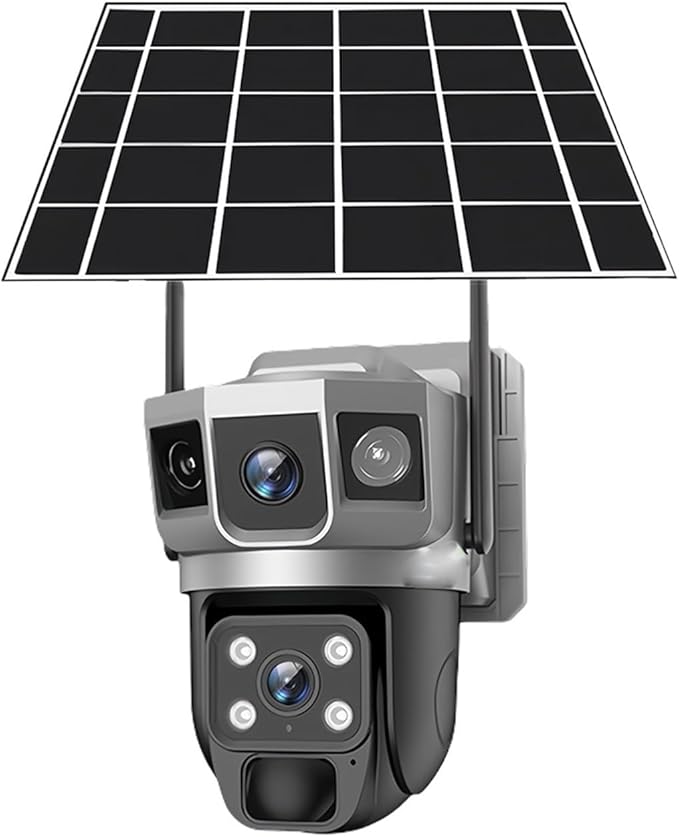 for Outdoor Camera Battery CCTV Monitor 4G SIM Card Network IP Security Pet Camera Motion Detection 3 Screen PTZ Camera(WiFi CCTV No Card)