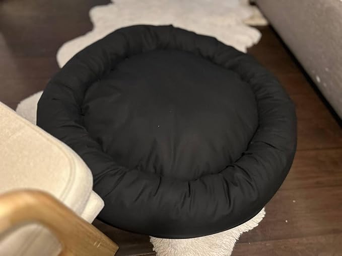 Organic Cotton Canvas Dog Bed: Removable Cover, Natural Fill - Made in USA (Black, Medium 28" x 8" inches)