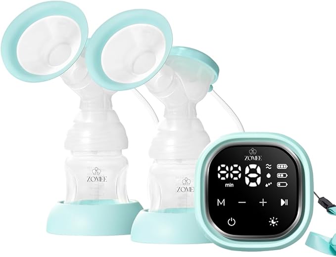 Zomee Z2 Double Electric Breast Pump – with Expression, Massage, and 2-Phase Modes - Hospital Grade Rechargeable, Portable, Hands Free Wearable Breast Pump