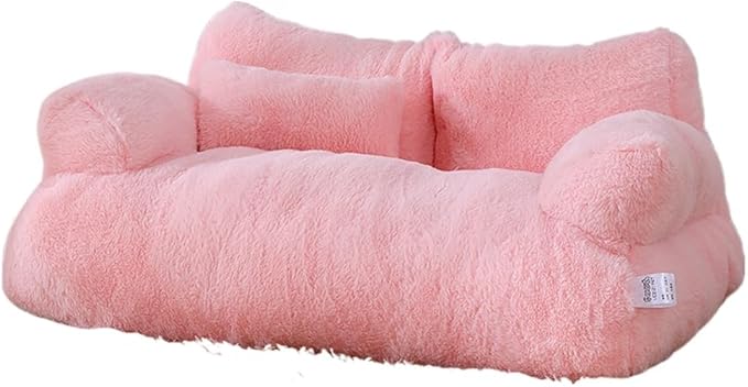 Soft Fluffy Self-Warming Cat Bed | Washable Pet Sofa for Indoor Cats & Small Dogs | Cute Princess-Inspired Kitten Couch & Puppy Bed(Pink,21.65''*14.96''*7.09'')