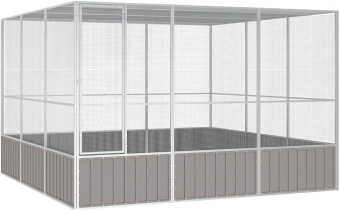 Steel Bird Cage, Large Flight King Bird Cage for Cockatiels African Grey Quaker Amazon Sun Parakeets Green Cheek Conures Pigeons Parrot Bird Cage Birdcage, Gray 119.1"x127.8"x83.3" -AA