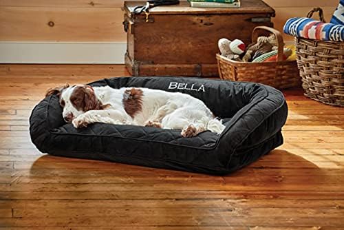 Orvis ComfortFill-Eco Bolster Dog Bed - Plush Rectangular Dog Beds with Three-Sided Bolster for Leaning, Slate - XL