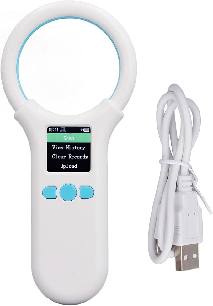 Animal Tag Scanner, BT 134.2khz 125khz EMID FDX B Handheld Pet Chip Reader, Organic LED Display Scanner with Fast Detection, Ideal for ISO11784 85 Microchips