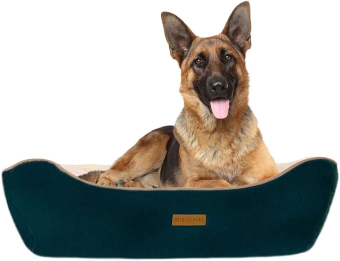 Otis & Claude Hi-Tech Cashmere Pet Bed – XL/Large Washable Dog Bed for Big Dogs, Sofa-Style Heavy-Duty Chew-Resistant Cushion for Large Breeds, Waterproof, Odor-Free Indoor Dog Bed (Green, 86" x 65")