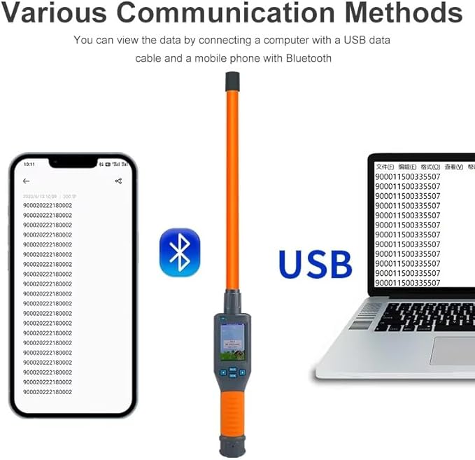 Pet Microchip Scanner ISO11784/85/FDX-B/EMID Animal Handheld Reader,134.2kHz Pet ID Scanner Rechargeable Animal Chip Registration, for Dog/Cat/Pig/Animal (A02-A Yellow Black)