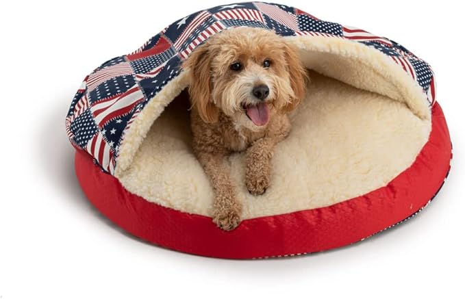 Snoozer Luxury Orthopedic Cozy Cave Pet Bed, Starpatch Red Diamond - Extra Large